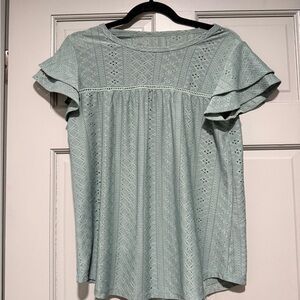Mint Green Eyelet Women's Top